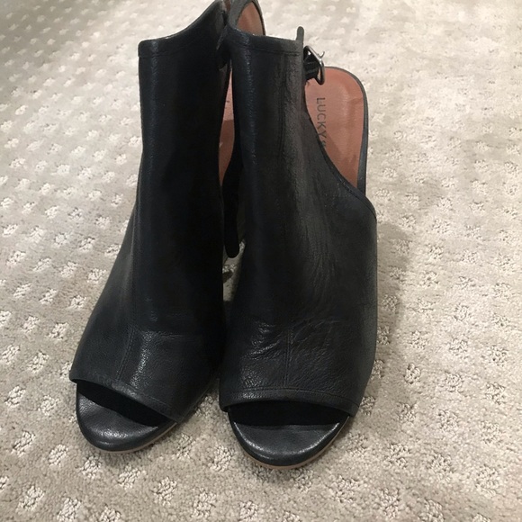 Black Leather Wedge Booties - Picture 2 of 4